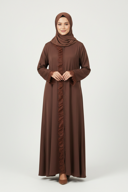 Frill Lace Beaded Dubai Abaya Sets in Colours