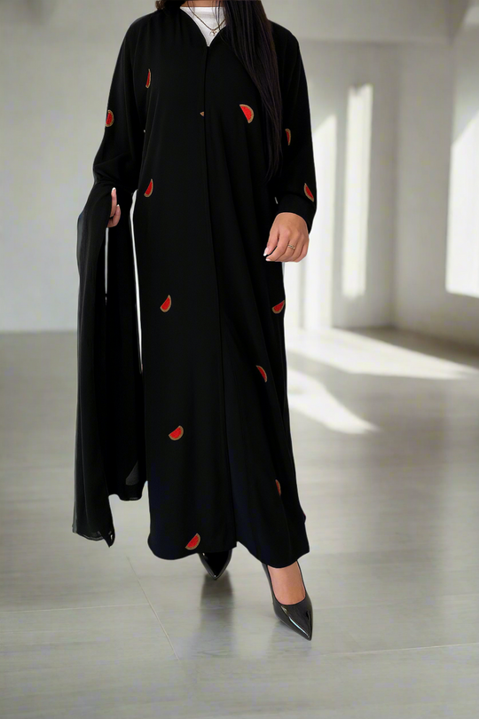 Water Melon Embroidered Abaya
