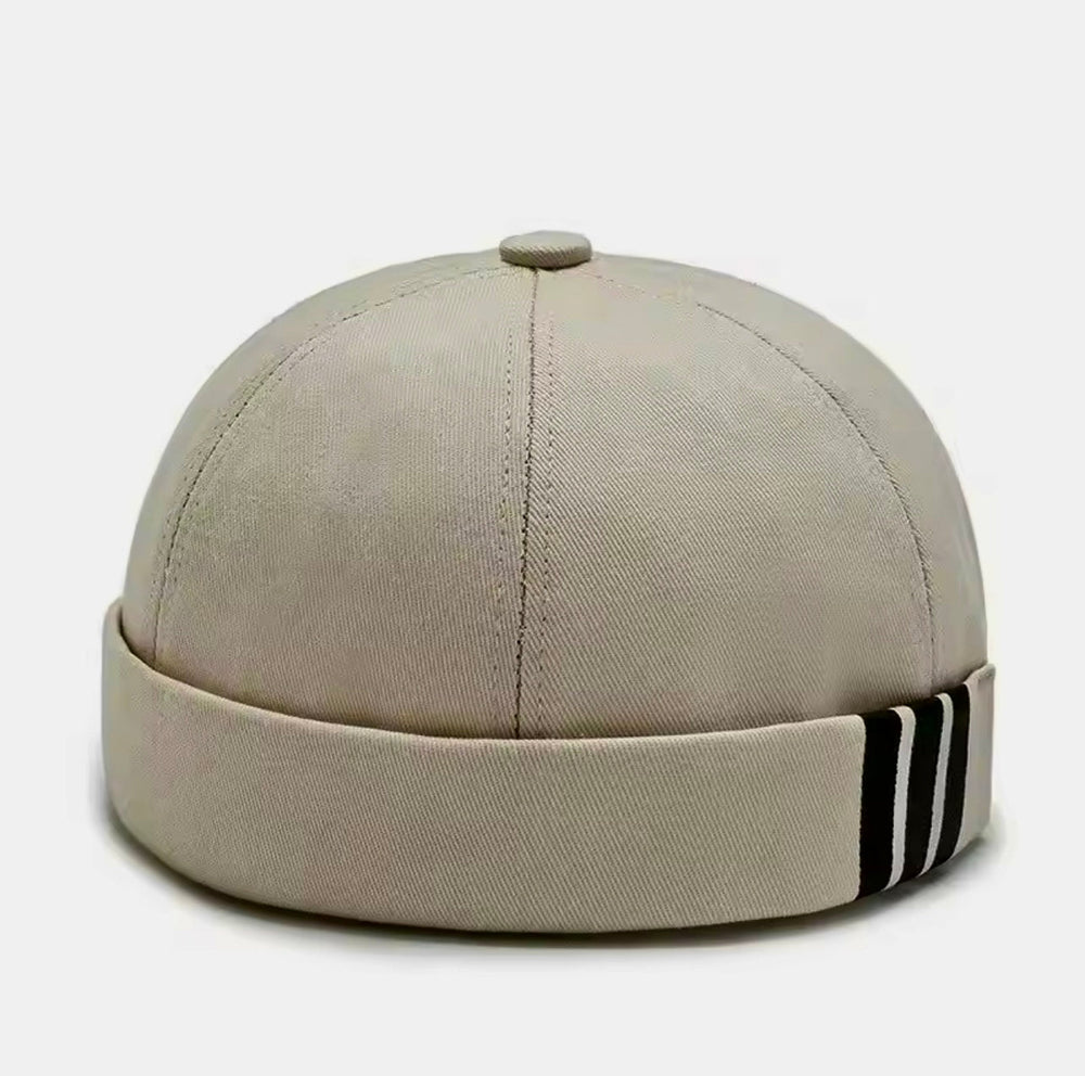 Large Size Men Adjustable Brimless Docker Hat with stripes