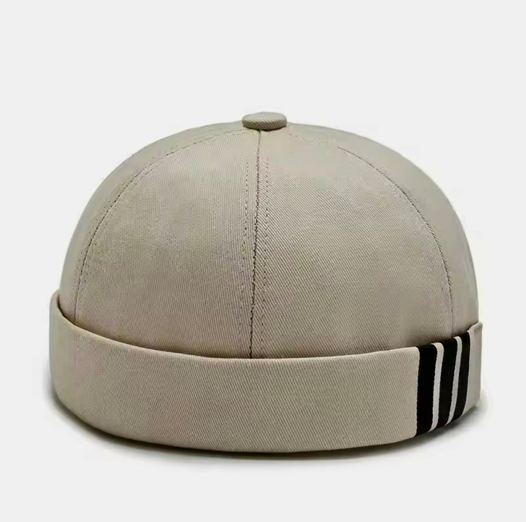 Large Size Men Adjustable Brimless Docker Hat with stripes