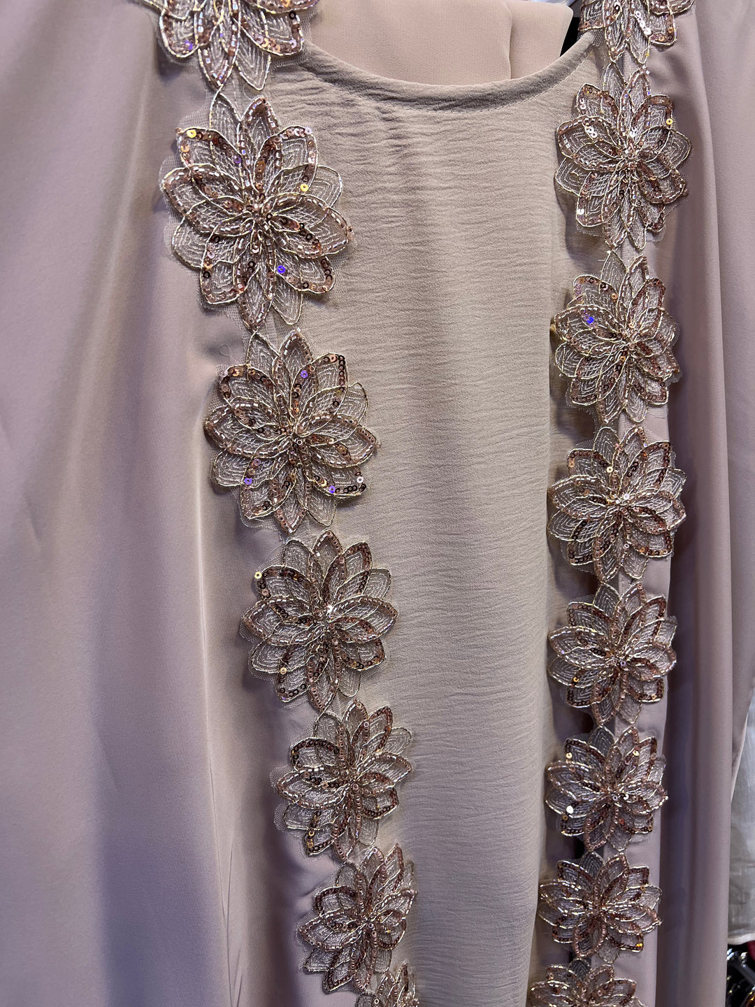 Floral Beaded Lace Edged Abaya Sets