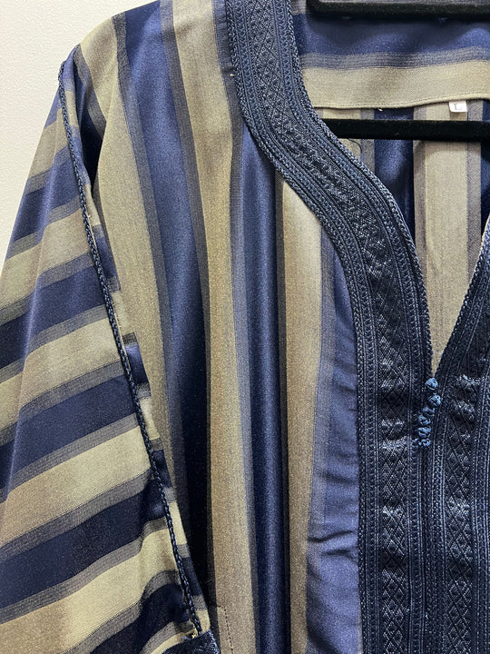 Moroccan Half Sleeve stripe Thobe/ Jubbah - Blue shade