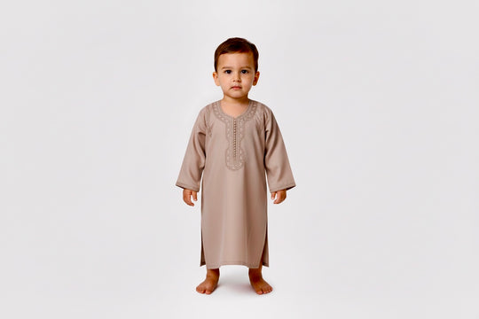 Boy’s Moroccan Full sleeve Thobe/Jubbah in Beige