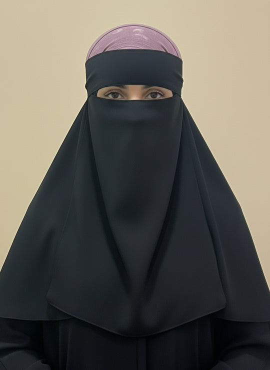 Black Large light breathable Niqab/Face Veil - Ac-01