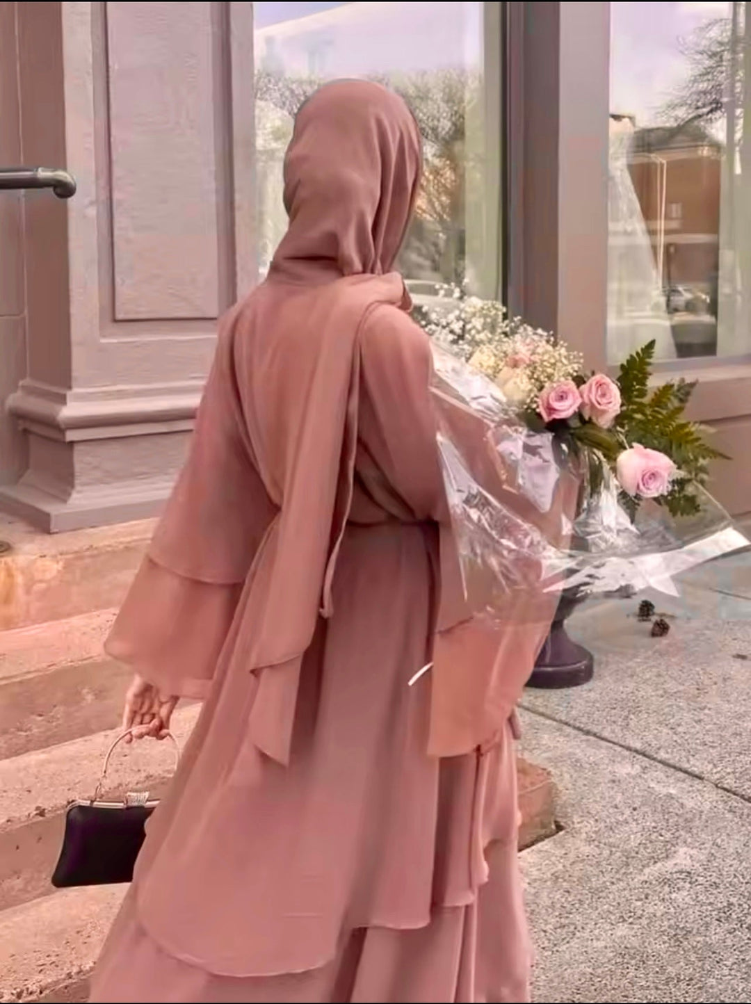 princess abaya dress White Chiffon Princess Dress Abaya with Lantern Sleeves