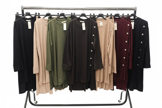 Side Button winter Ribbed Coords
