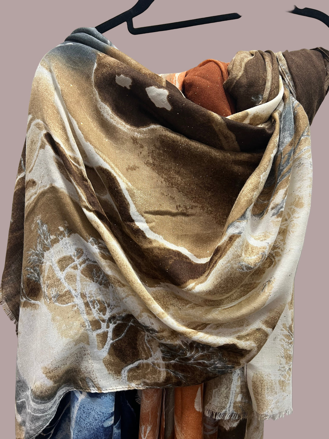 Printed Maxi Cotton Mix scarf/ Hijab with speckles