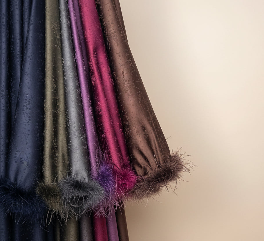 Self print Maxi dresses with fur trim