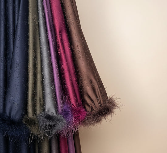 Self print Maxi dresses with fur trim