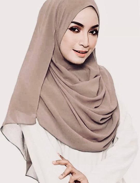 Chiffon  Long Hijab/Scarf- Taupe CH127