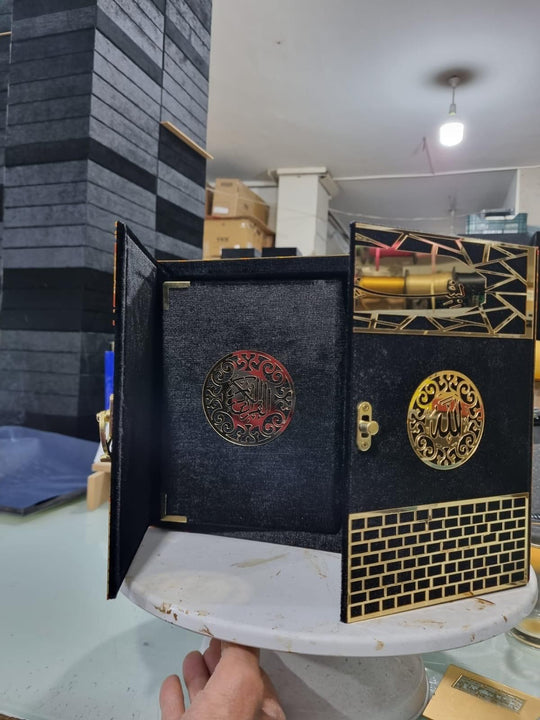 Personlised Velvet Quran in Kaba Box - 5 piece set