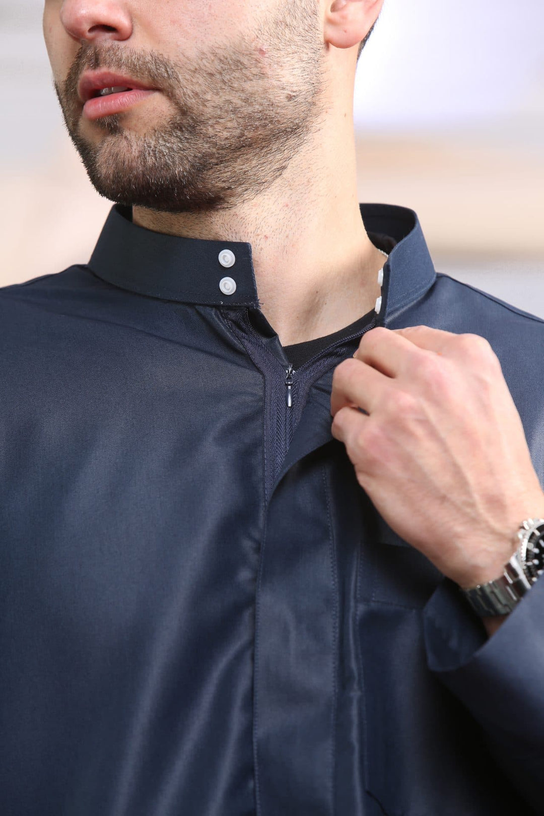 Collar Oxford Thobe/ Jubbah  - Navy