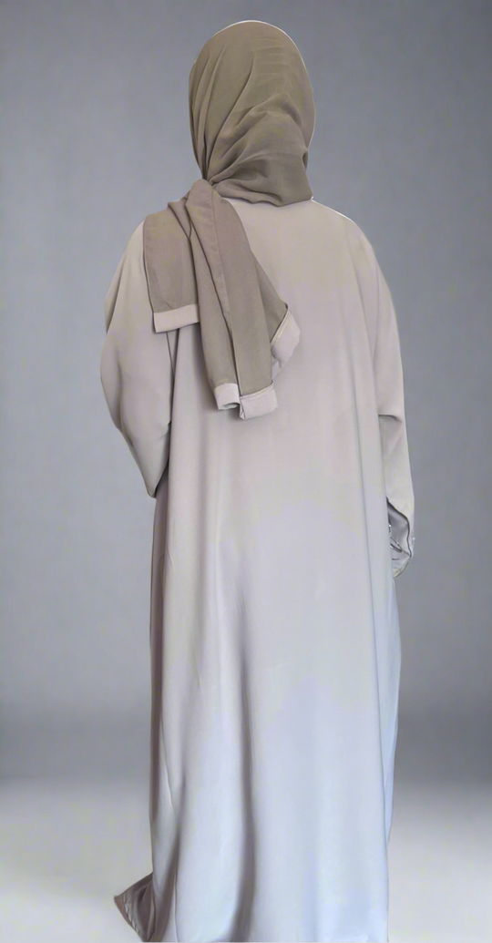 Beaded Flower Nida Abaya with front buttons in Nida