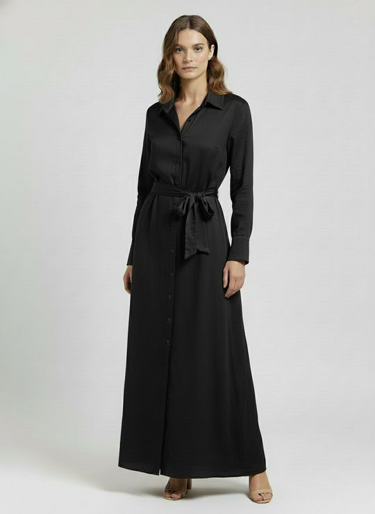 Maxi Belted Linen Feel Dress