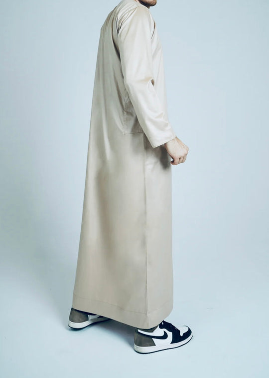 Emirati Shiny Jubba/Thobe -Light Beige
