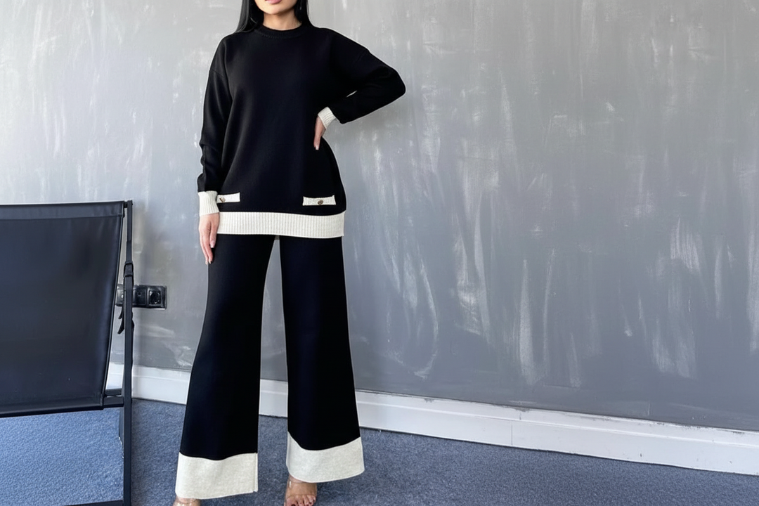 Premium Knitted Button Coords set with border