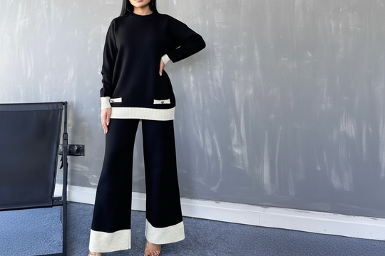 Premium Knitted Button Coords set with border