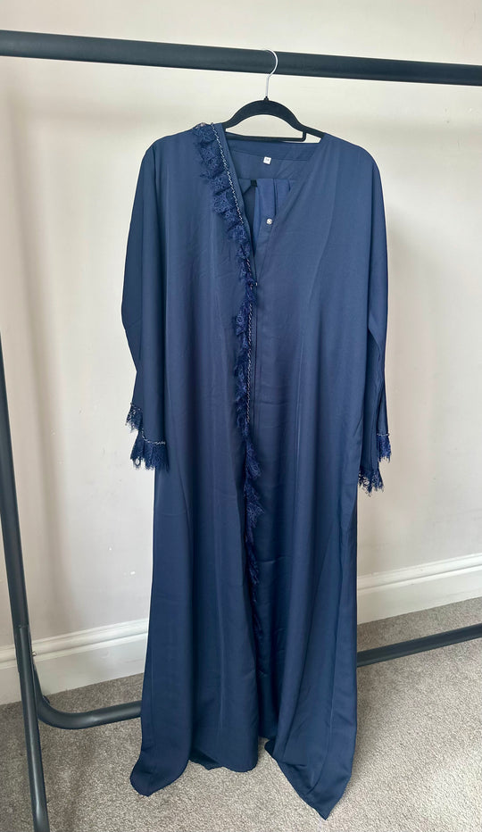 Frill Lace Beaded Dubai Abaya Sets in Colours
