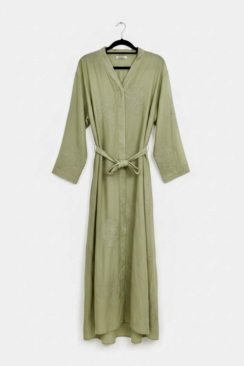Embroidered Organza dress in Safe. Fully Lined