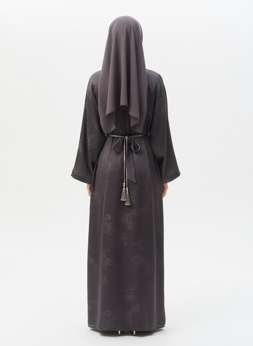 Jacquard print Abaya sets in Mocha Brown