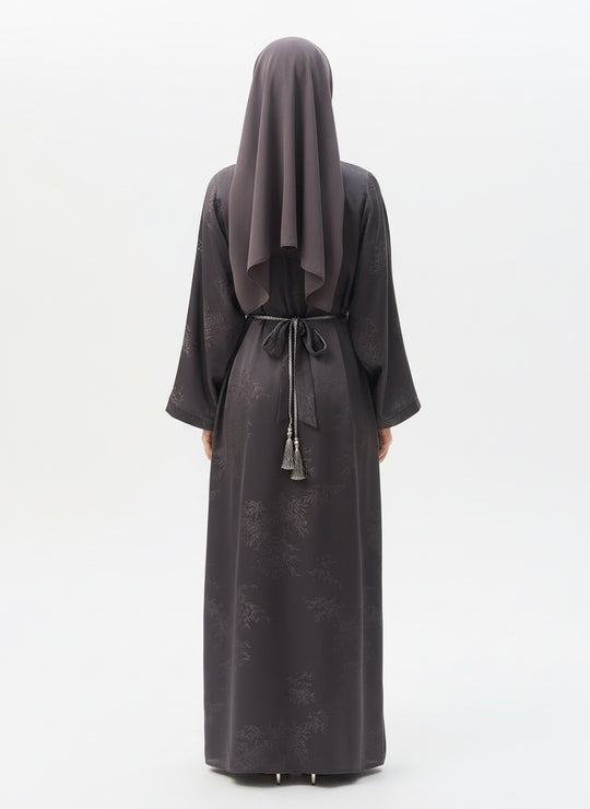 Jacquard print Abaya sets in Mocha Brown
