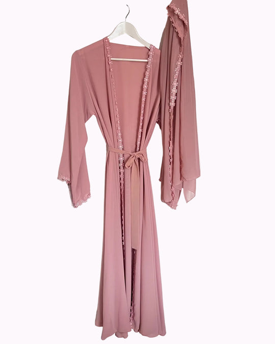 Daisy Chiffon Open Abaya with Scarf