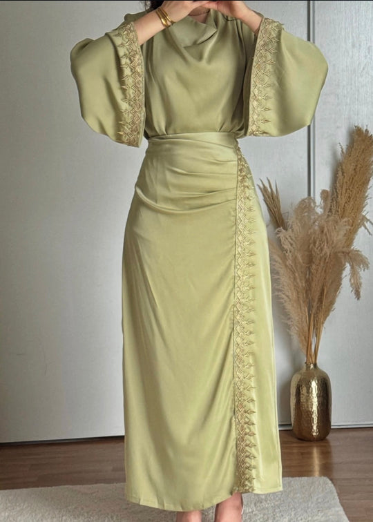 Embellished Satin Skirt and Top Sets