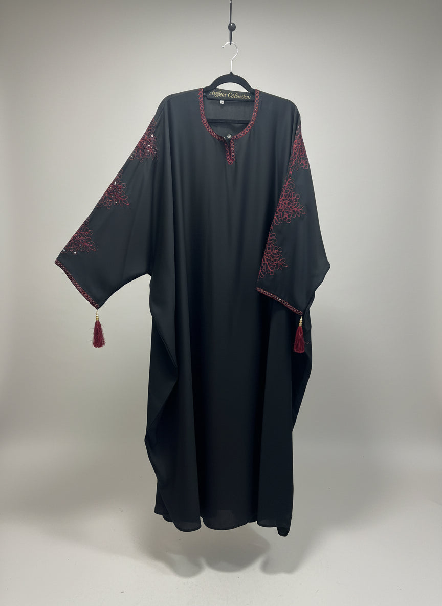 Embroidered Cutwork Batwing Abaya