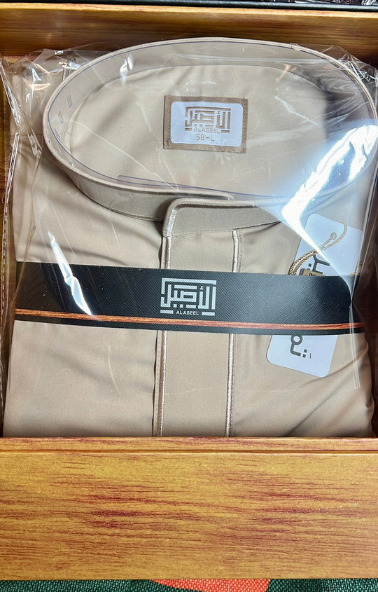 Embroidered Summer Al Aseel Thobes  - Sand 2
