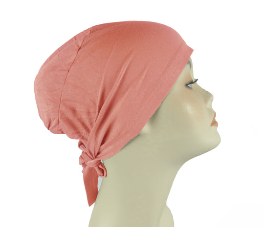 Plain Cotton tie back bonnets/ underscarf - Reds,Pinks and Purple shades