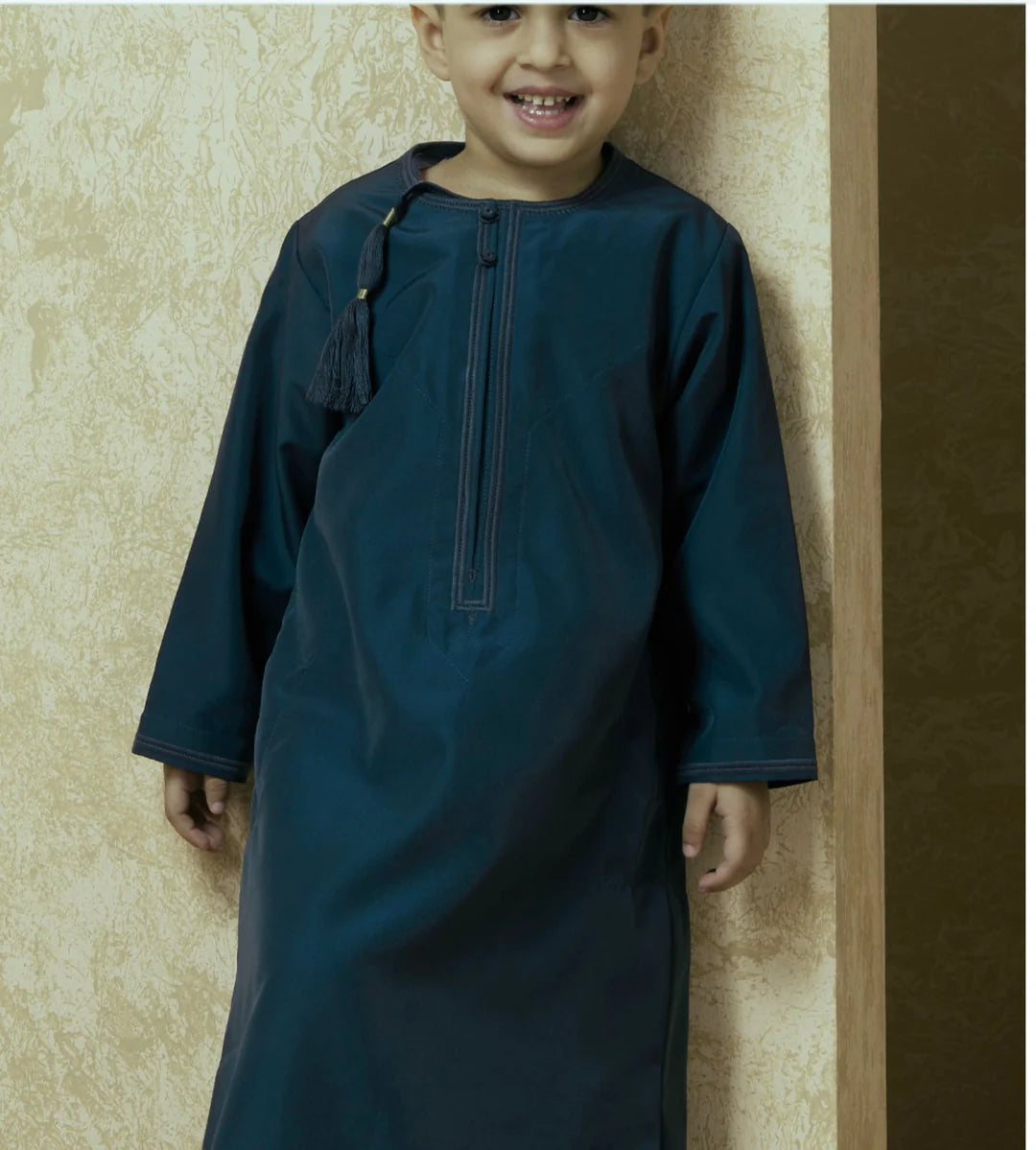 Boys Faris Omani Jubba/Thobe - Aegean Blue