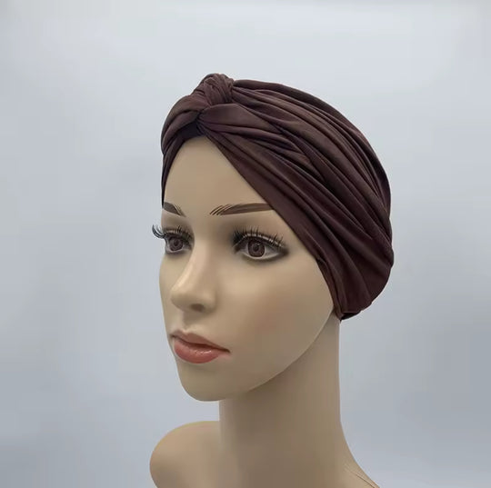 EASY TO WEAR SUEDE TURBAN/CHEMO HIJAB WRAP- TK