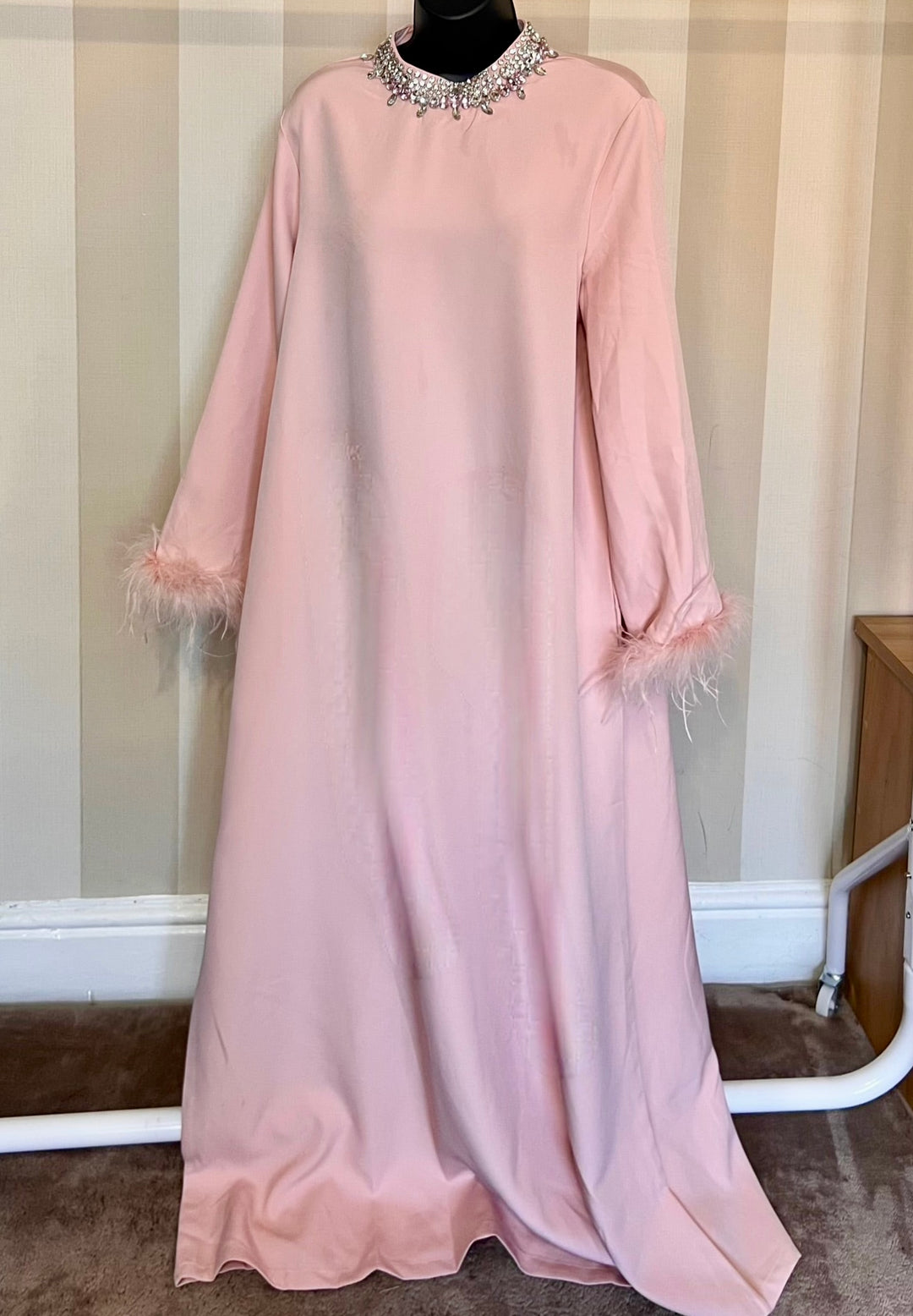 Fur Crystal Maxi Abaya Dresses