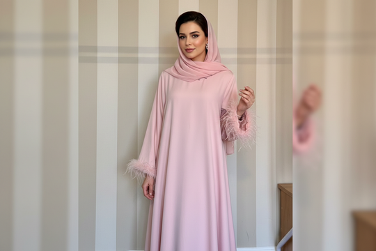 Fur Crystal Maxi Abaya Dresses