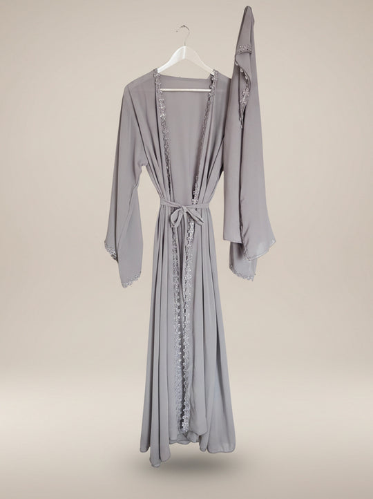 Daisy Chiffon Open Abaya with Scarf