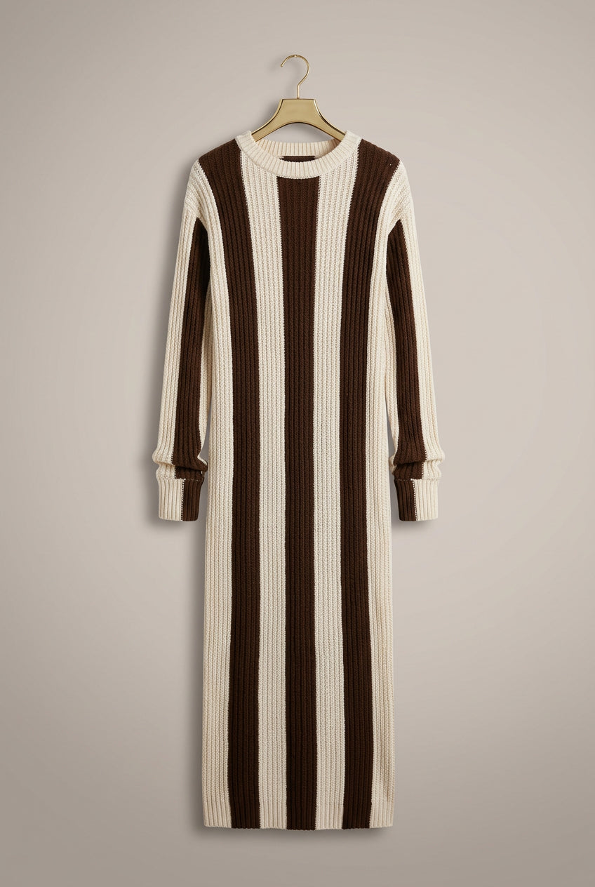 Knitted Midaxi Striped Jumper Winter  Dress