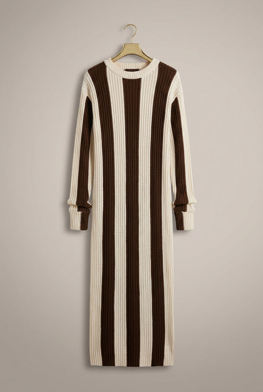 Knitted Midaxi Striped Jumper Winter  Dress