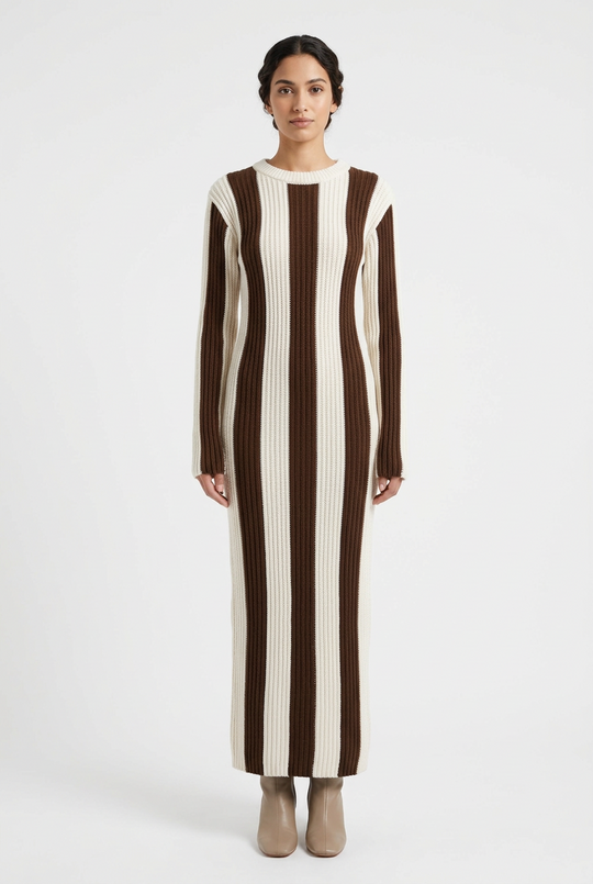 Knitted Midaxi Striped Jumper Winter  Dress