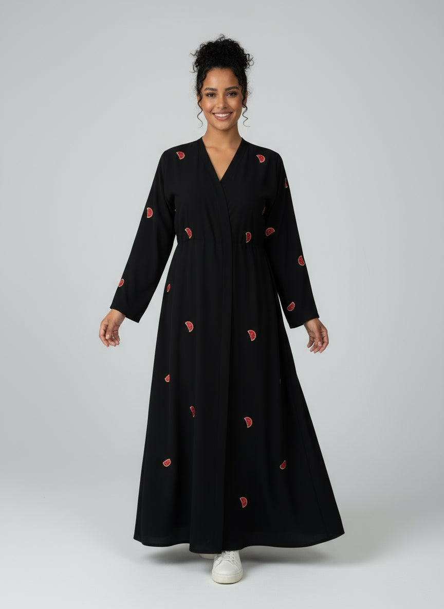 Water Melon Embroidered Abaya