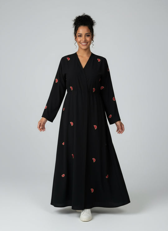 Water Melon Embroidered Abaya