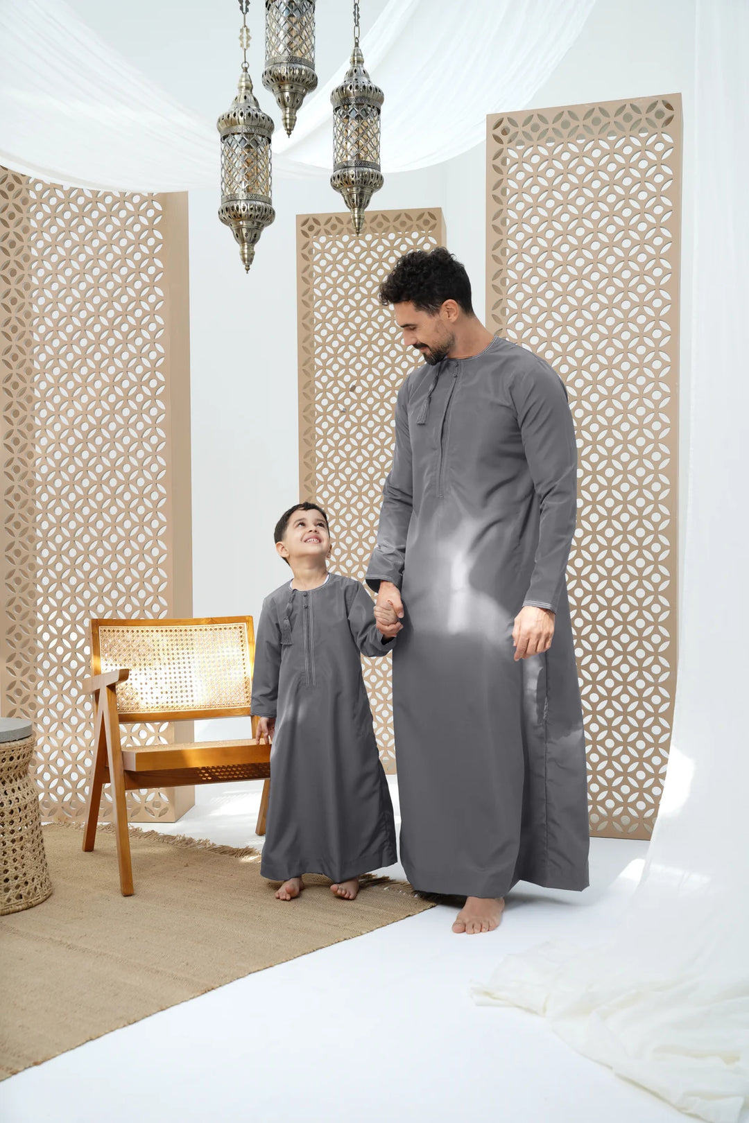 Latest Boys Faris Omani Jubba/Thobe Charcoal