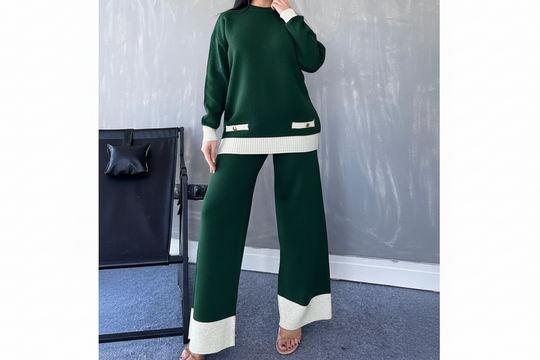 Premium Knitted Button Coords set with border