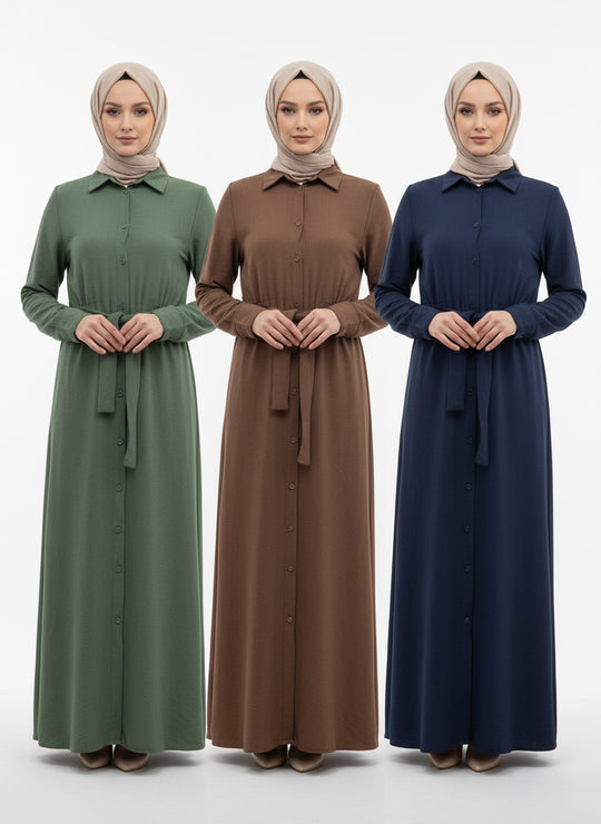 Maxi Belted Linen Feel Dress