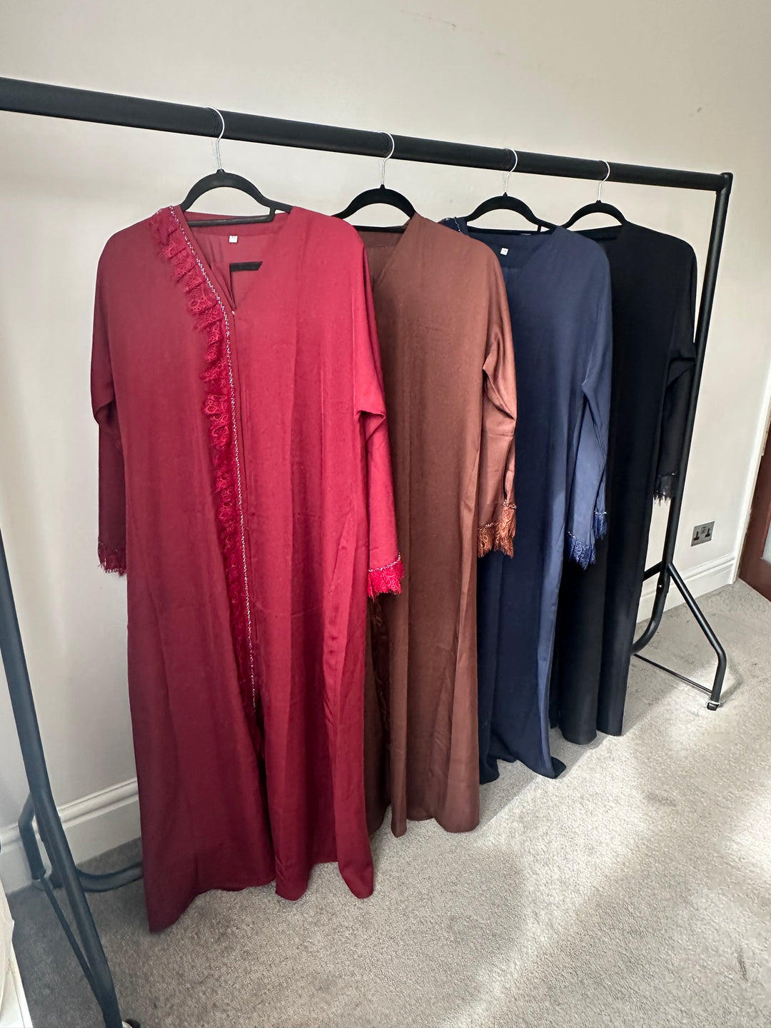 Frill Lace Beaded Dubai Abaya Sets in Colours
