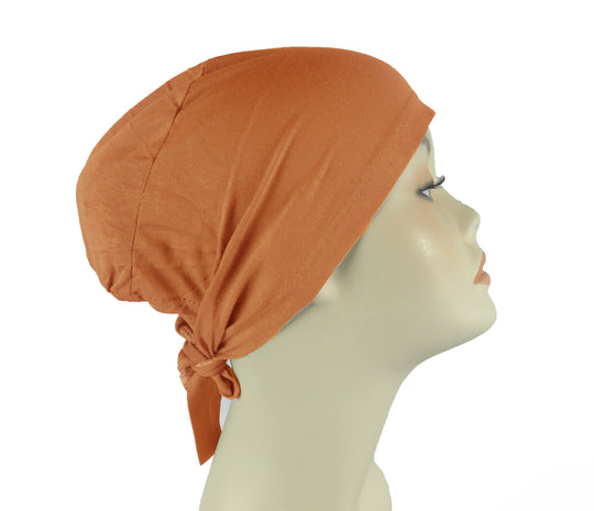 Plain Cotton tie back bonnets/ underscarf - Reds,Pinks and Purple shades