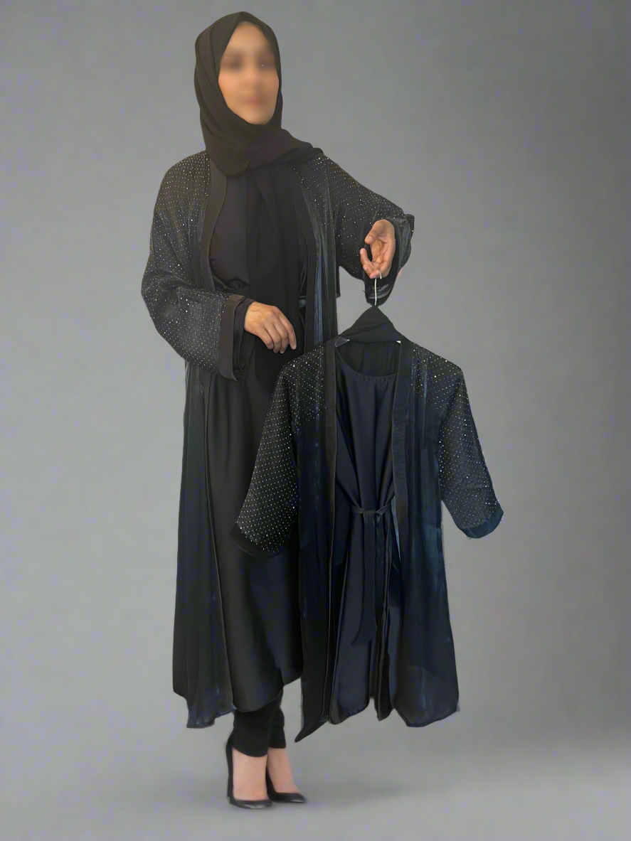 Raaina Organza Abaya Set in Black