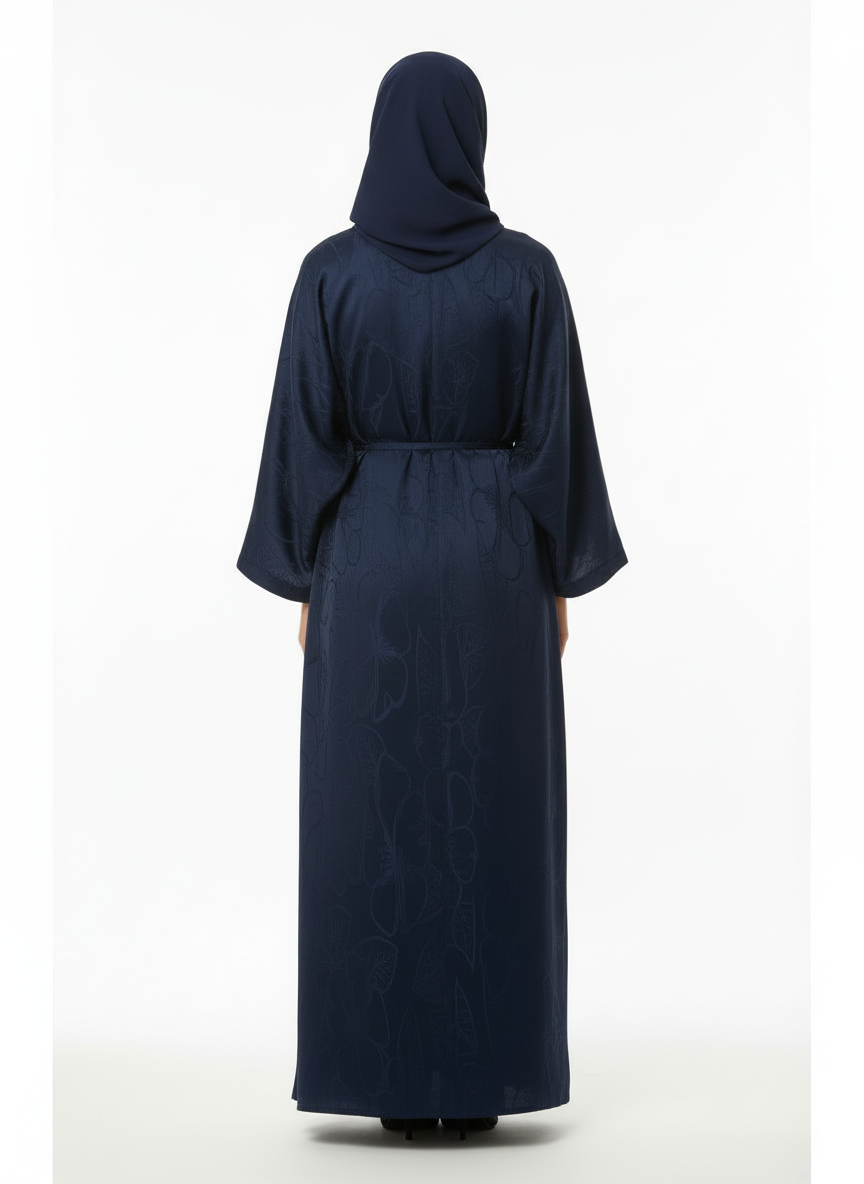 Jacquard print Abaya sets in Navy
