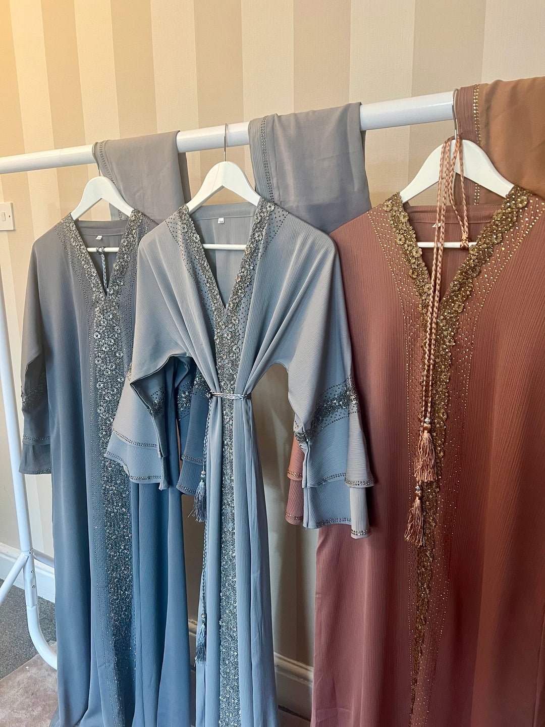 Moroccan style Abayas Light Grey
