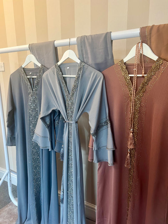 Moroccan style Abayas Light Grey
