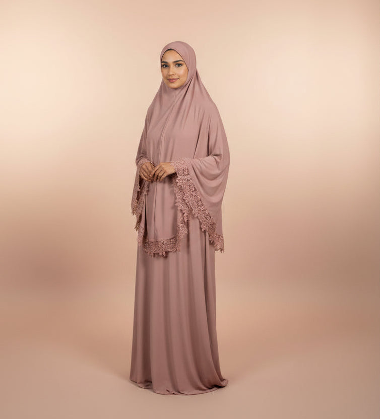 Two piece Prayer set in Jersey with Lace